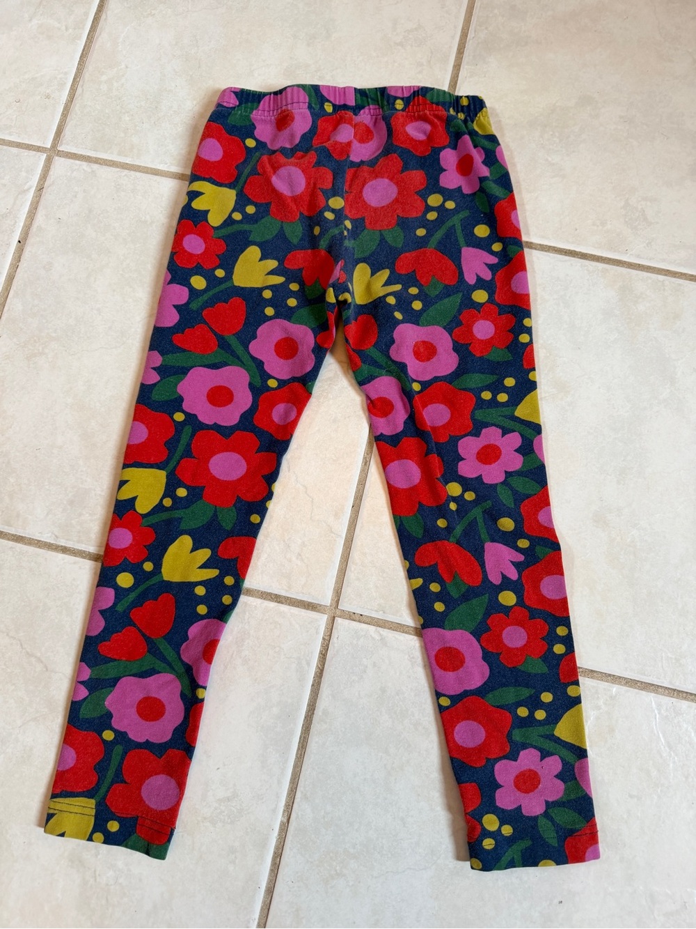 Hanna Andersson Navy Leggings with Red & Pink Floral Print